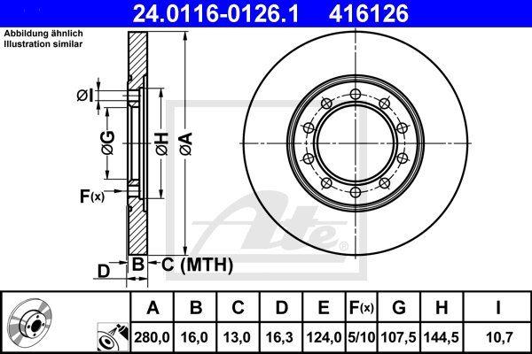 Disc frana 24.0116-0126.1 ATE