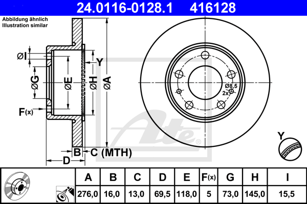 Disc frana 24.0116-0128.1 ATE