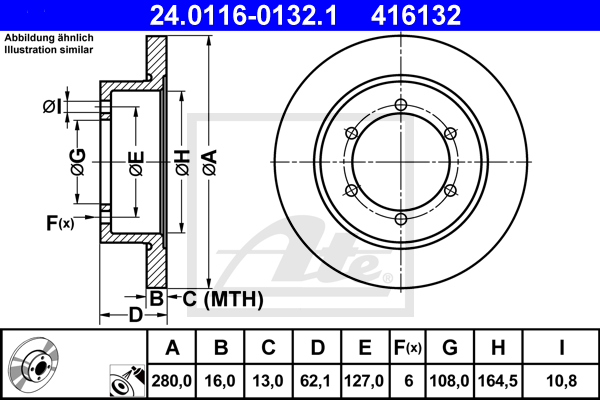 Disc frana 24.0116-0132.1 ATE