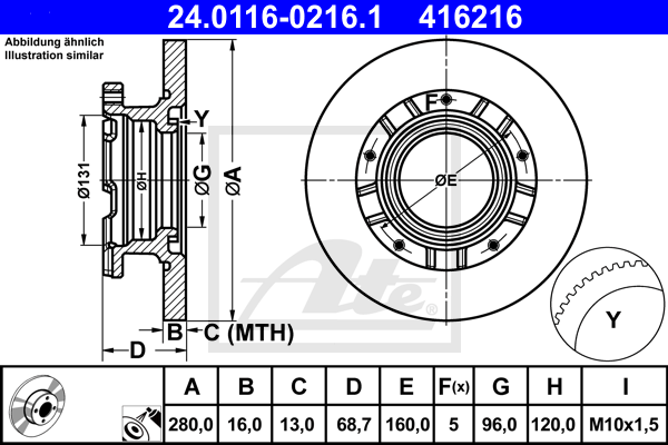 Disc frana 24.0116-0216.1 ATE