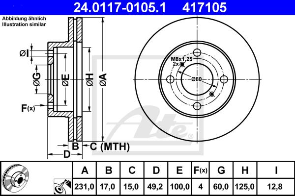 Disc frana 24.0117-0105.1 ATE