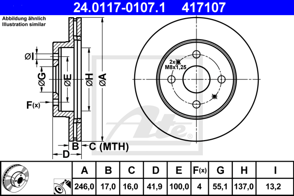 Disc frana 24.0117-0107.1 ATE