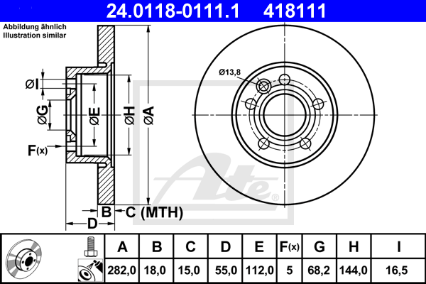 Disc frana 24.0118-0111.1 ATE