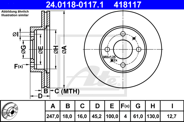 Disc frana 24.0118-0117.1 ATE