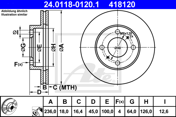 Disc frana 24.0118-0120.1 ATE