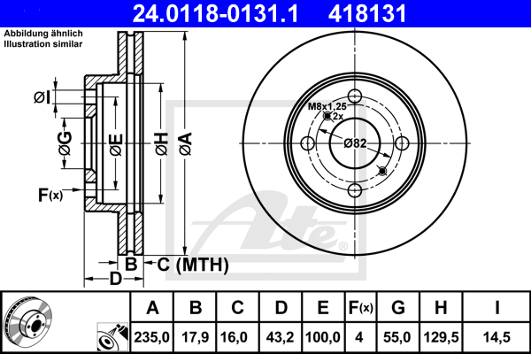 Disc frana 24.0118-0131.1 ATE