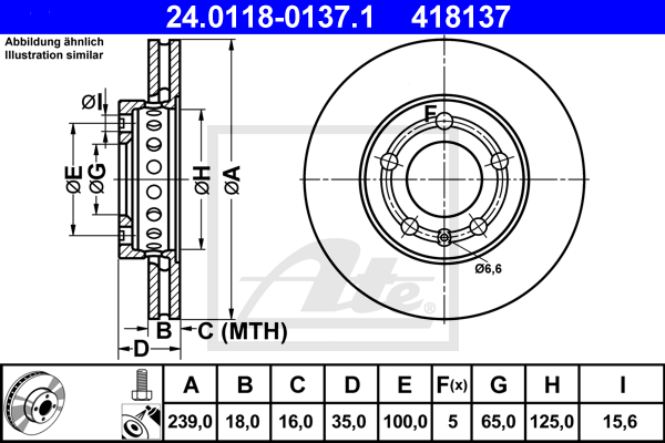 Disc frana 24.0118-0137.1 ATE