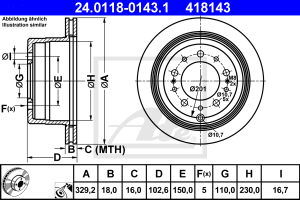 Disc frana 24.0118-0143.1 ATE