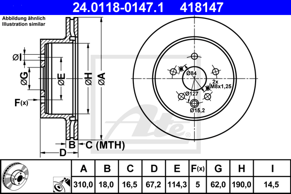 Disc frana 24.0118-0147.1 ATE