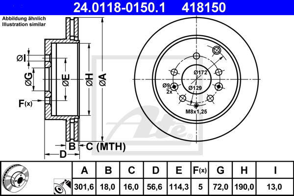 Disc frana 24.0118-0150.1 ATE