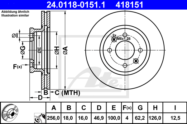 Disc frana 24.0118-0151.1 ATE