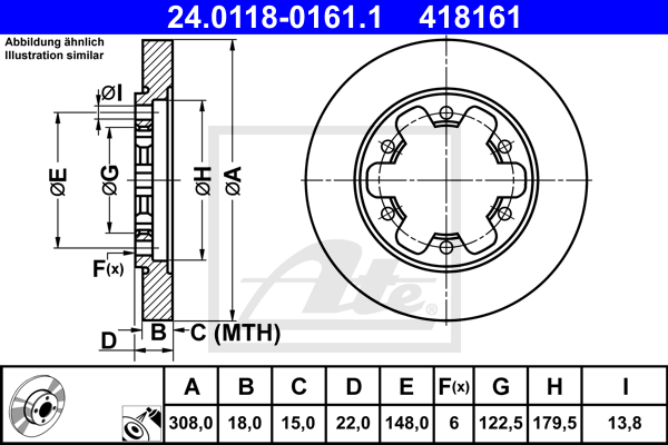 Disc frana 24.0118-0161.1 ATE