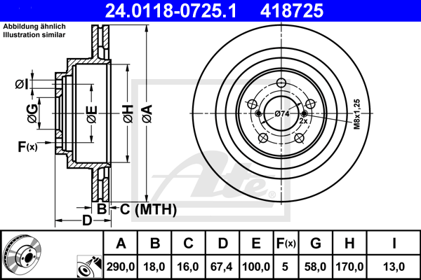 Disc frana 24.0118-0725.1 ATE