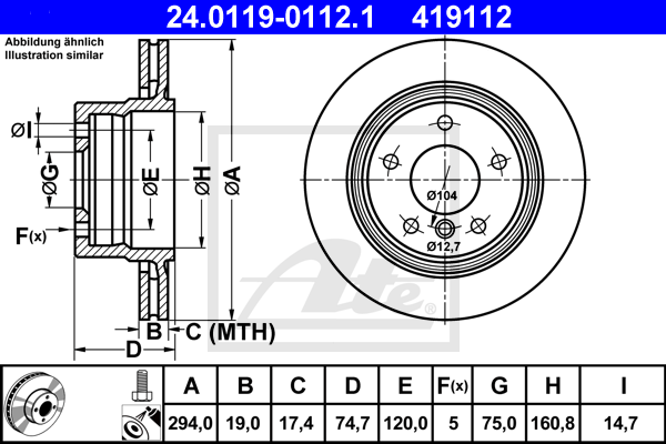 Disc frana 24.0119-0112.1 ATE