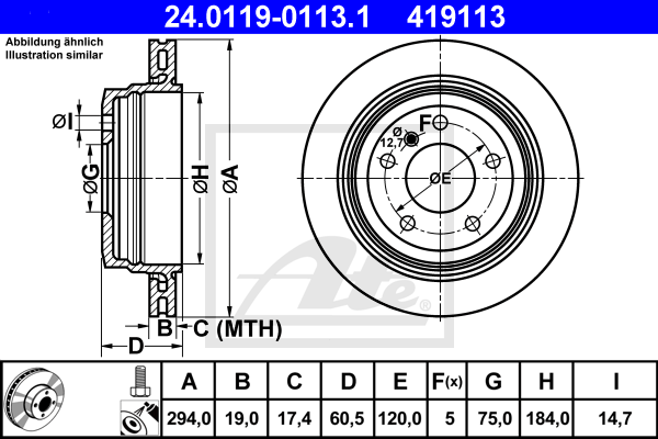 Disc frana 24.0119-0113.1 ATE