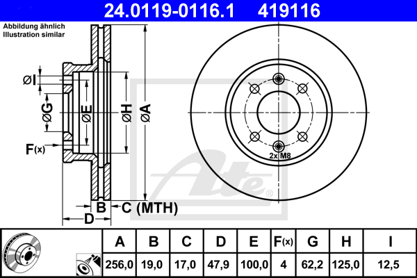 Disc frana 24.0119-0116.1 ATE