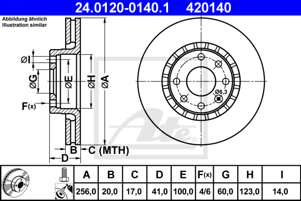 Disc frana 24.0120-0140.1 ATE