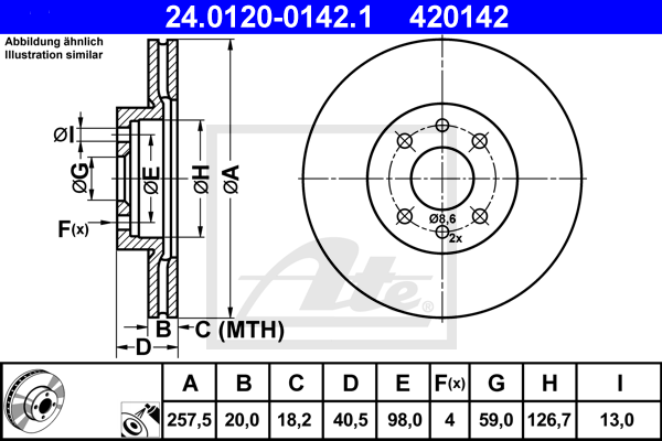 Disc frana 24.0120-0142.1 ATE