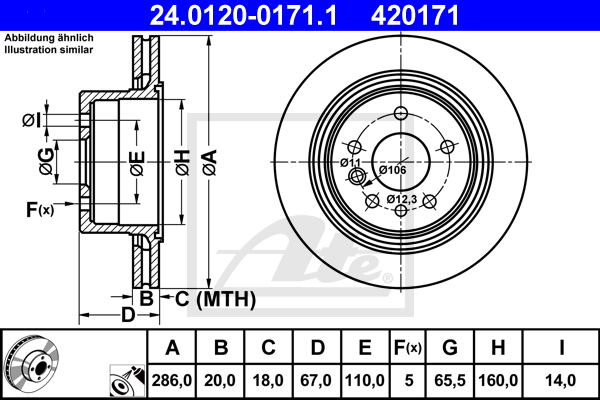 Disc frana 24.0120-0171.1 ATE