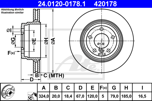 Disc frana 24.0120-0178.1 ATE