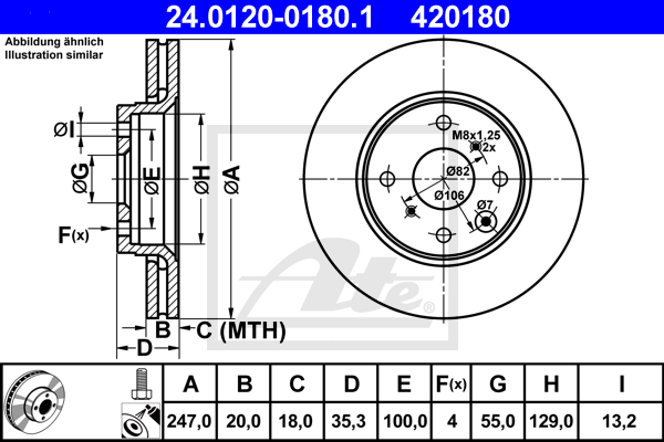 Disc frana 24.0120-0180.1 ATE