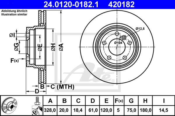 Disc frana 24.0120-0182.1 ATE