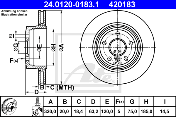 Disc frana 24.0120-0183.1 ATE