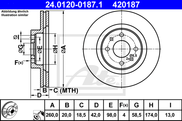 Disc frana 24.0120-0187.1 ATE