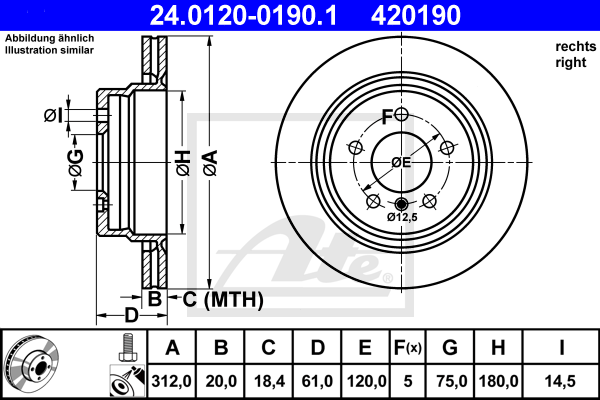 Disc frana 24.0120-0190.1 ATE