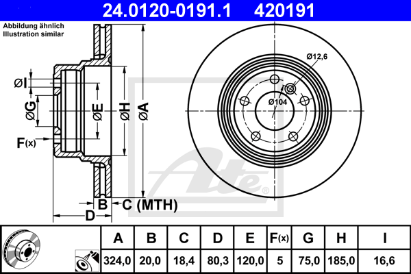 Disc frana 24.0120-0191.1 ATE