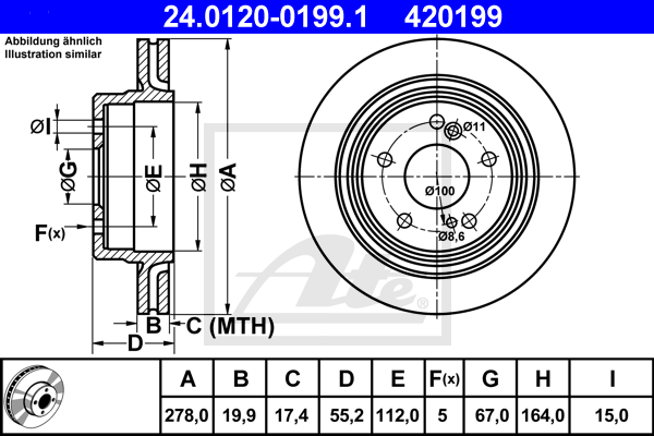 Disc frana 24.0120-0199.1 ATE