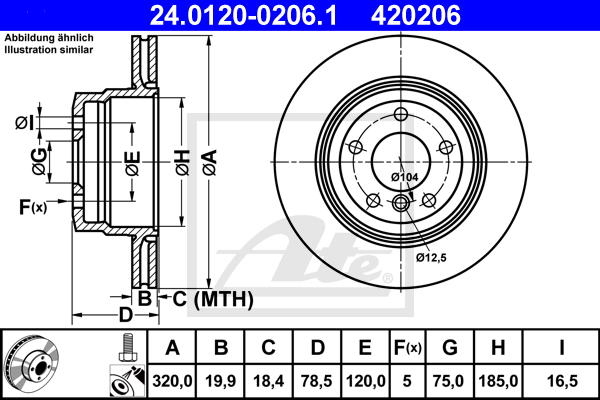 Disc frana 24.0120-0206.1 ATE