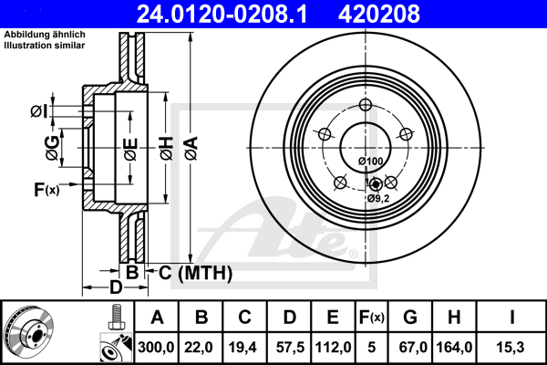 Disc frana 24.0120-0208.1 ATE