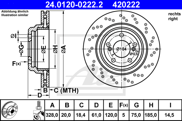 Disc frana 24.0120-0222.2 ATE