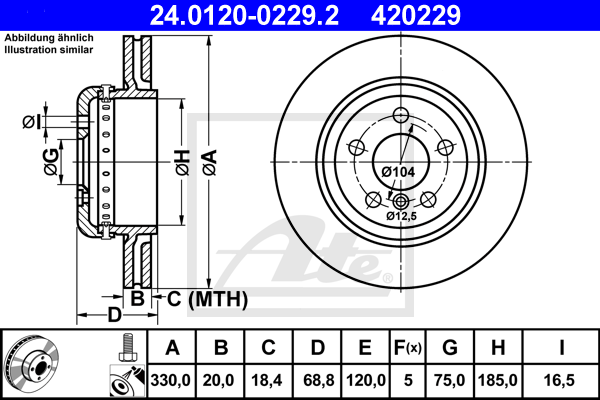 Disc frana 24.0120-0229.2 ATE