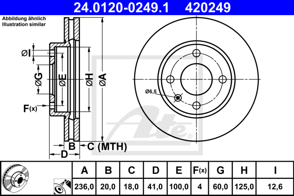 Disc frana 24.0120-0249.1 ATE