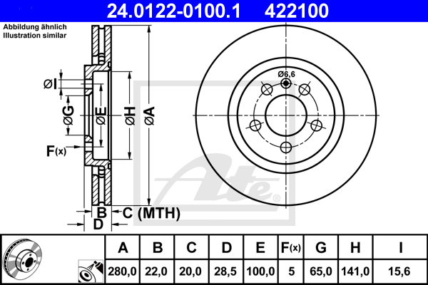 Disc frana 24.0122-0100.1 ATE