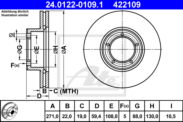 Disc frana 24.0122-0109.1 ATE