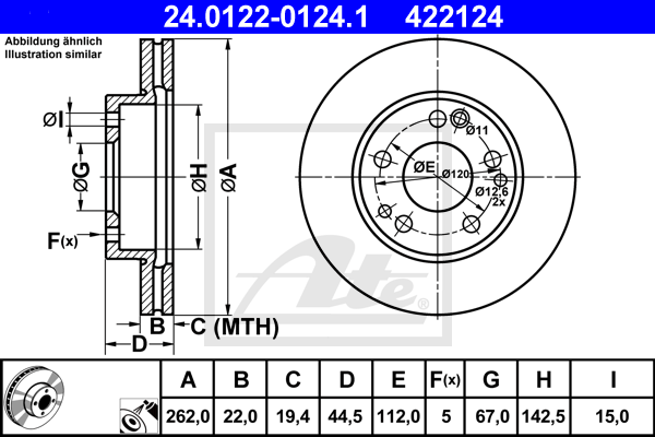 Disc frana 24.0122-0124.1 ATE