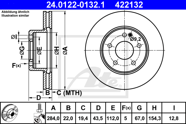 Disc frana 24.0122-0132.1 ATE