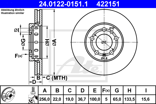 Disc frana 24.0122-0151.1 ATE