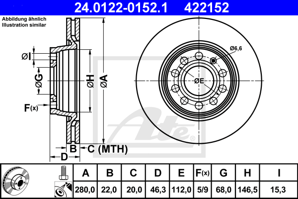 Disc frana 24.0122-0152.1 ATE