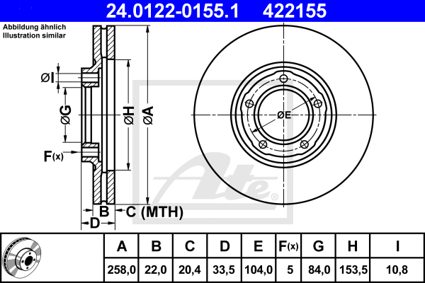 Disc frana 24.0122-0155.1 ATE