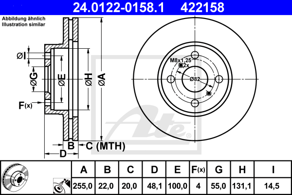 Disc frana 24.0122-0158.1 ATE