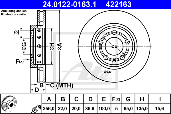 Disc frana 24.0122-0163.1 ATE