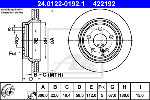 Disc frana 24.0122-0192.1 ATE