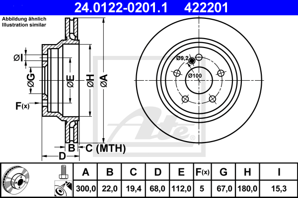 Disc frana 24.0122-0201.1 ATE