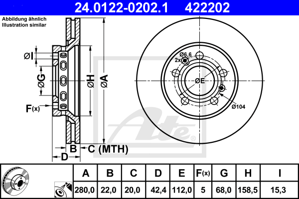 Disc frana 24.0122-0202.1 ATE