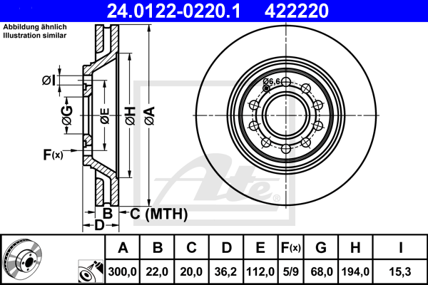 Disc frana 24.0122-0220.1 ATE