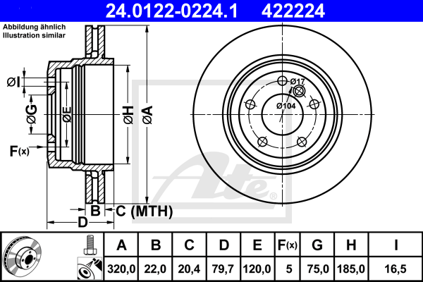 Disc frana 24.0122-0224.1 ATE